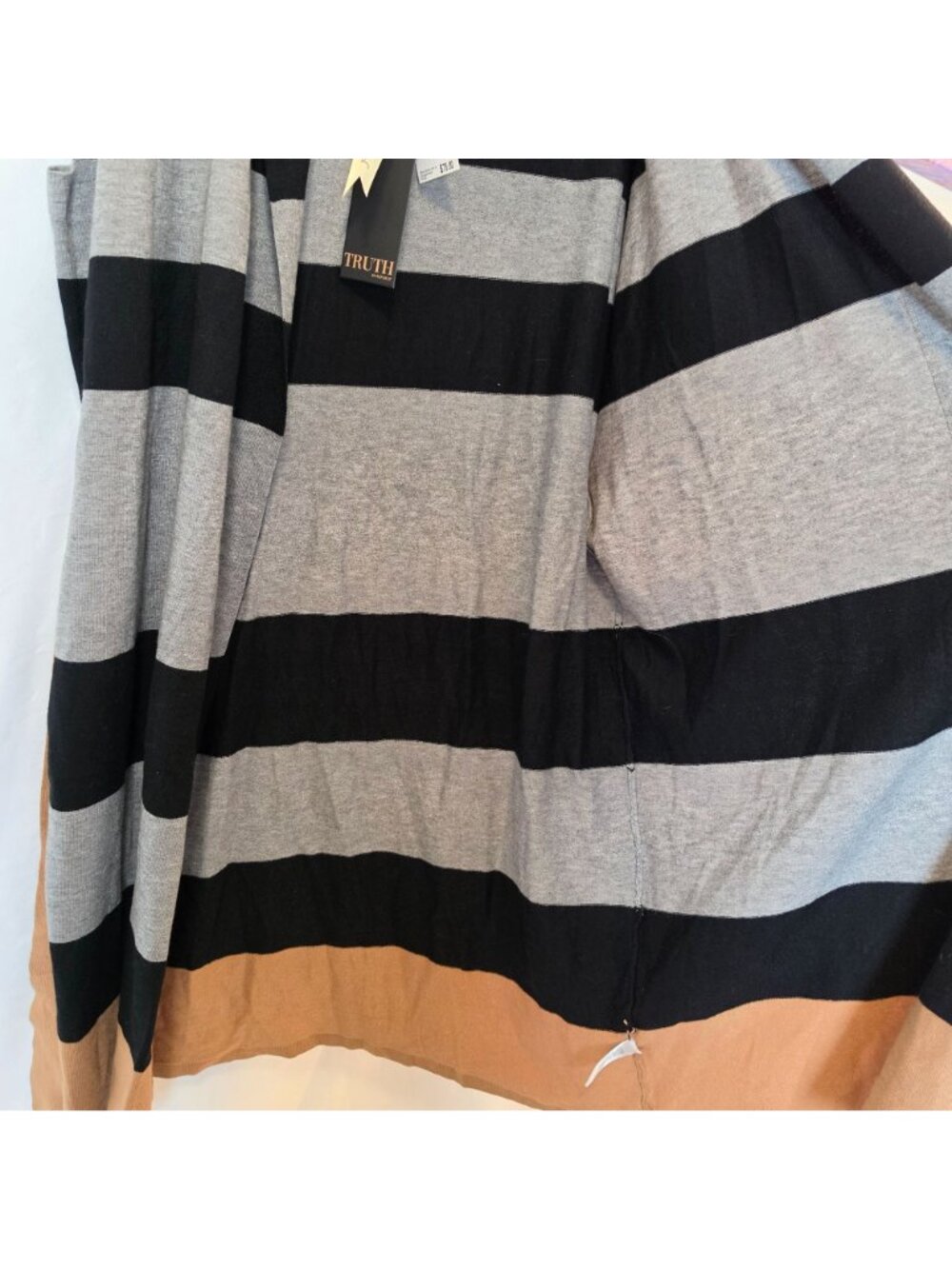 Truth by Republic Duster Sweater Women's M Striped Belted Long Cardigan NWT - Picture 4 of 7